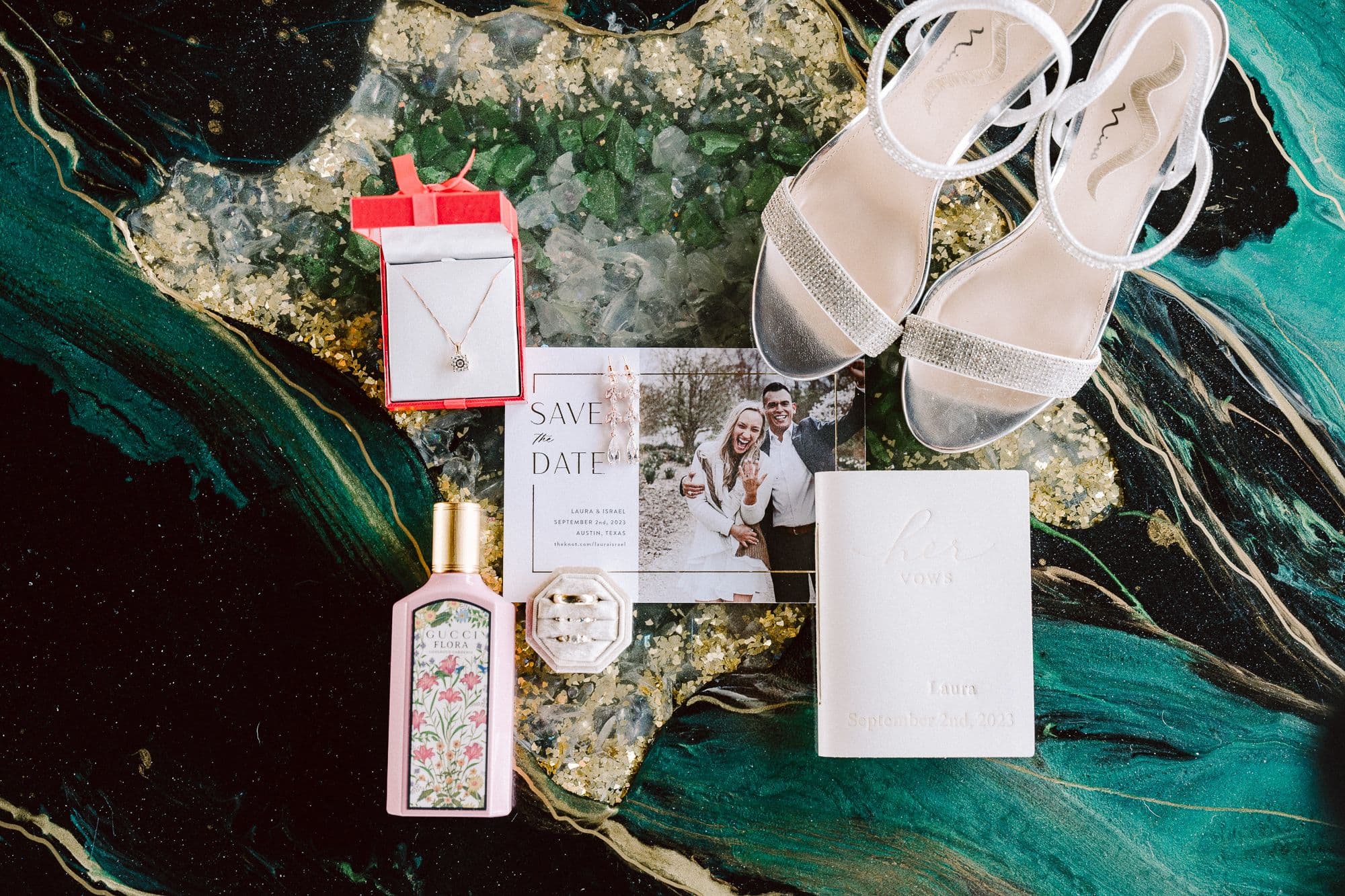 Couple laughing together on their wedding day